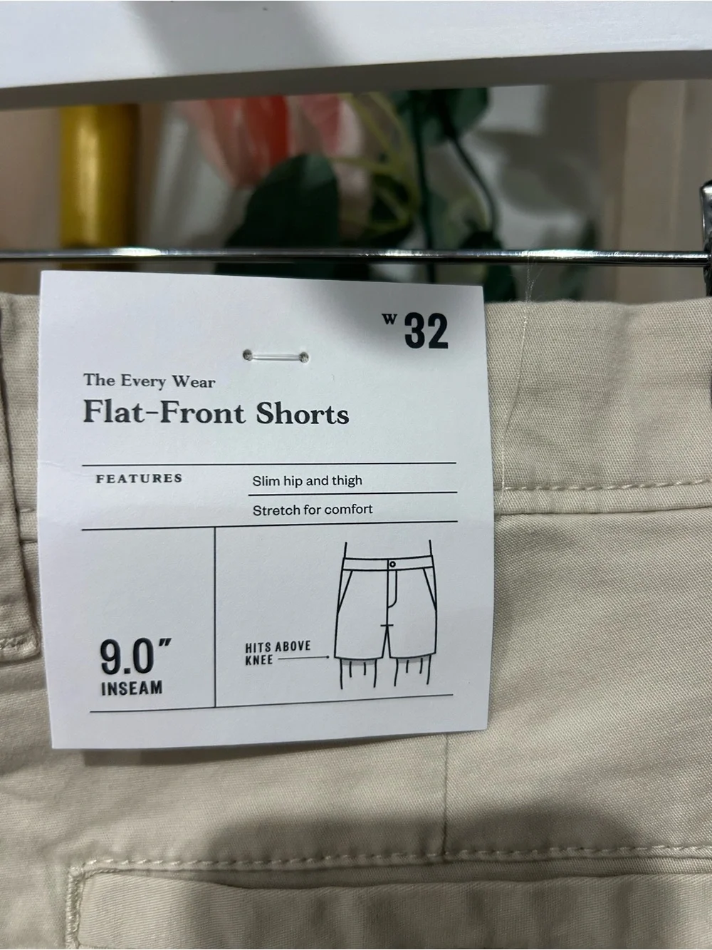 NWT Goodfellow & Co Every Wear Flat Front Cream Stretch Shorts Men’s 32